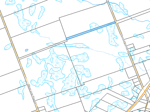 Image of drawn map showing property lots around Bessie Avenue North in Trent Lakes.