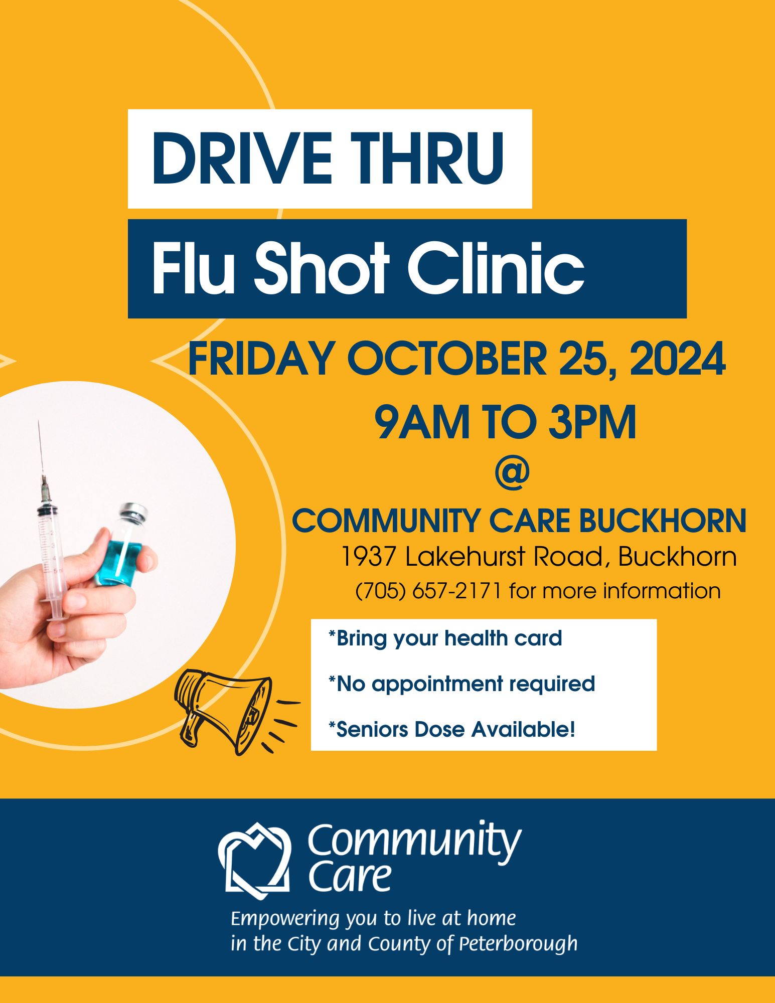 Drive thru flu shot clinic at community care buckhorn.